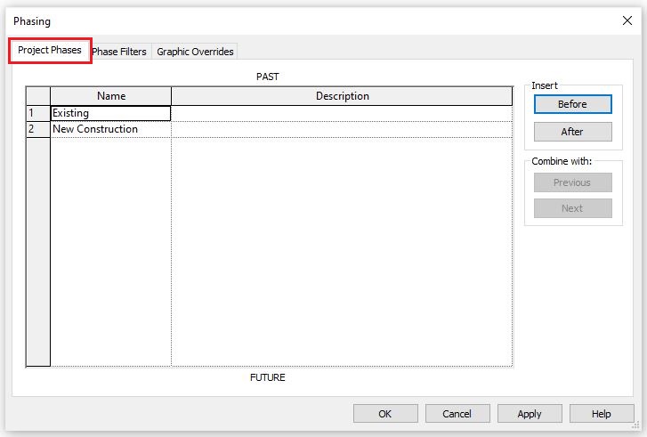Panoramica delle fasi di progetto in Revit: esempio di suddivisione temporale tra stato esistente e nuova costruzione.