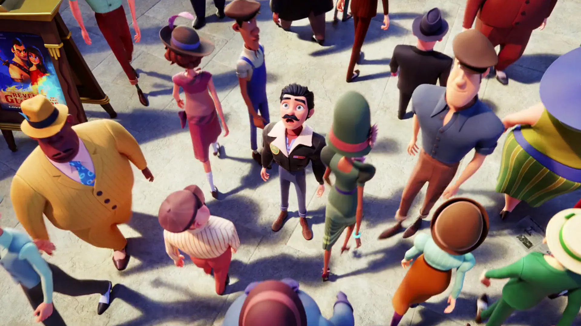 Folla di personaggi 3D animati, esempio di simulazione di folle realizzata con il software Autodesk Golaem